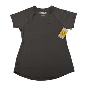 NWT WonderWink Renew Yoga V-Neck Pewter Gray Scrub Top